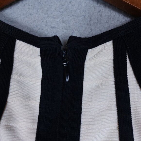 Herve Leger Akira Dress Women's XS Black White Colorblock Bandage Bodycon Fitted - Picture 3 of 10